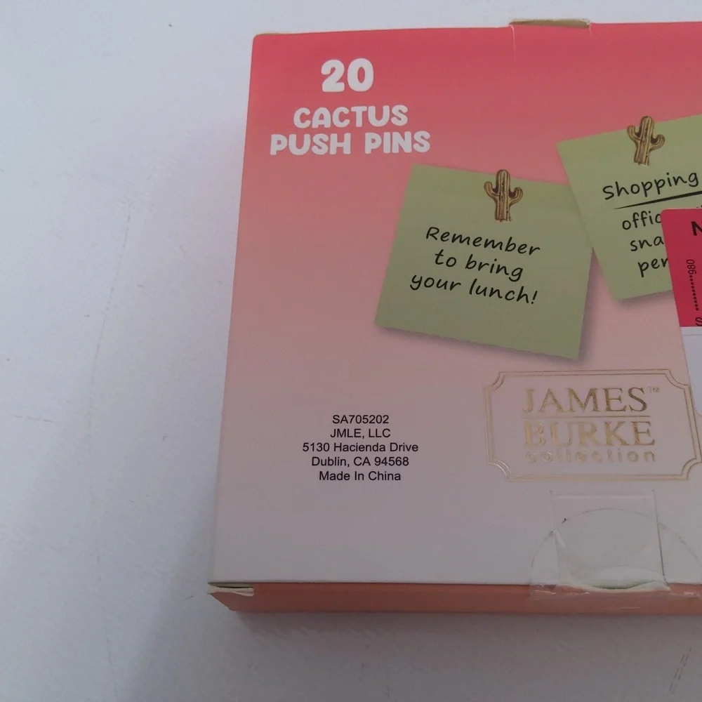 James Burke Collection Cactus Gold Push Pins, New-in-Box